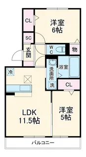 カーサ・ドマーニC【1階】の間取り