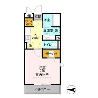 ボナール・中央【1階】の間取り