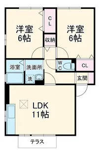 セジュールかすみ A棟【102号室】の間取り