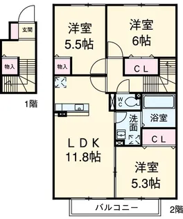ルミエール A棟【201号室】の間取り