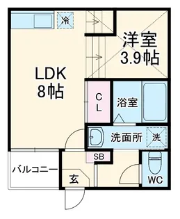 ハーモニーテラス長筬町【3階】の間取り