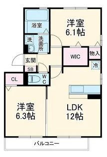 ハートフルタウン【201号室】の間取り