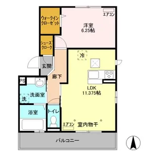 グレイスコートB棟【1階】の間取り