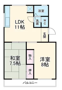 箕ノ手ハイツB棟【202号室】の間取り