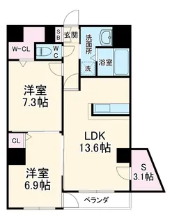 レジデンス岩島【2階】の間取り