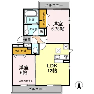 グランパティオD【2階】の間取り