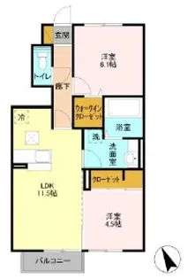 ロイヤルコートD【1階】の間取り