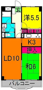 亀有パークマンション【6階】の間取り