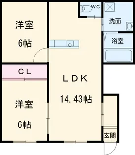 ライフスタイル長尾【102号室】の間取り