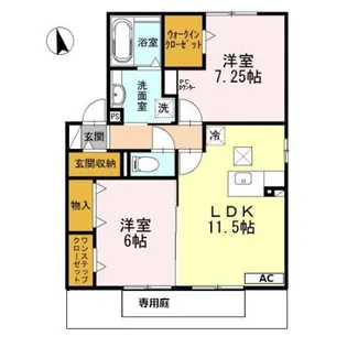 ヴィルヌーブ【101号室】の間取り