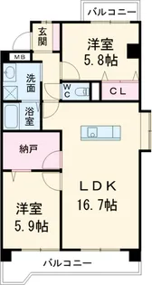 クレッセンド清水ヶ岡【1階】の間取り