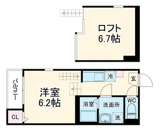 ハーモニーテラス寺崎町Ⅱ【201号室】の間取り