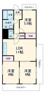 エスポワール大成【6B号室】の間取り
