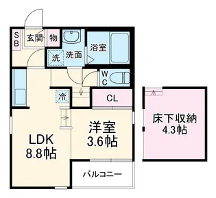 ヒュッゲ【1階】の間取り