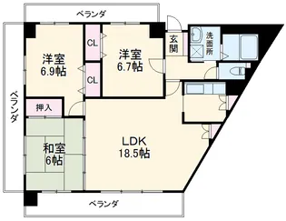 ファヴォール白壁【404号室】の間取り