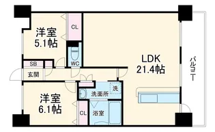 ファヴォール白壁【8階】の間取り