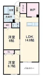 シャンブルクレール名城【1階】の間取り