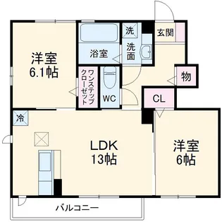 カーサ フェリース【102号室】の間取り