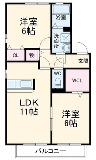 栄林ハイツ第3 B棟【101号室】の間取り