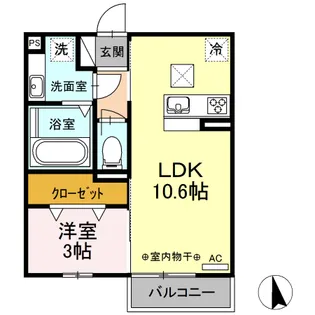 クレール【102号室】の間取り