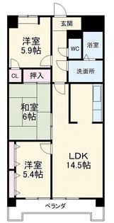 シティ・ライフ植田西【6階】の間取り