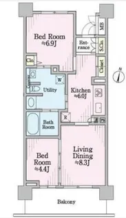 リージア経堂テラスガーデン【1階】の間取り