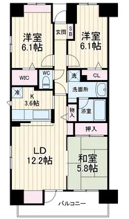 ベルドゥムール海老名【3階】の間取り