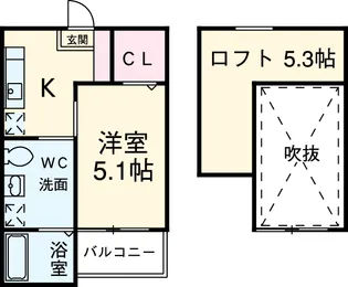 ヴィレッタ大正町【102号室】の間取り