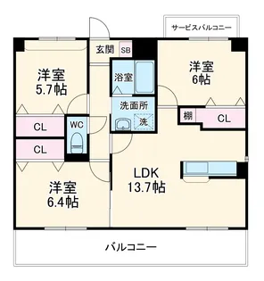 グレース当知【2階】の間取り