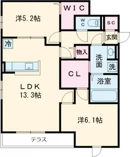 AZUR上中条(アジュールカミチュウジョウ)【1階】の間取り