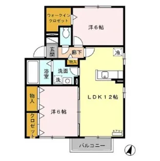 ベルデュール・ウィルモアB【2階】の間取り