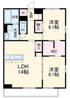 カーザ ヴェルデ B【1階】の間取り