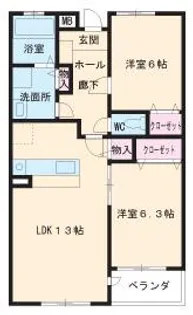 グランコートⅡ【201号室】の間取り