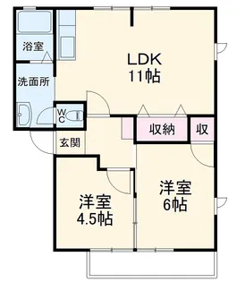 フォンティーヌB【1階】の間取り