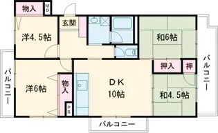 尾勝山ハイツ【3階】の間取り