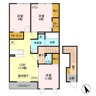 ウィット 水戸【2階】の間取り