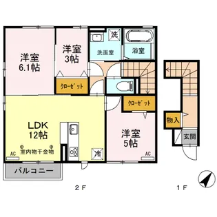 クレール富久 B【2階】の間取り