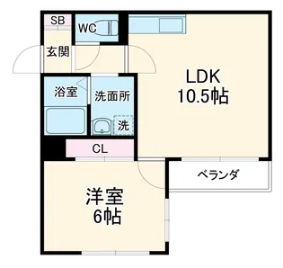 プレイス曽根【1階】の間取り