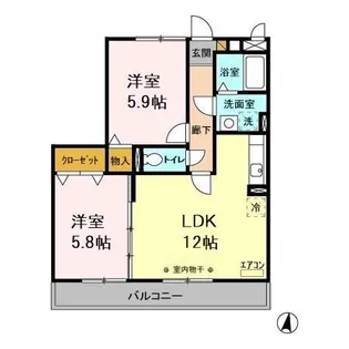 グレースヒルズ Ⅱ【2階】の間取り