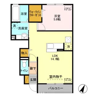 レジデンスMIYABI B【1階】の間取り