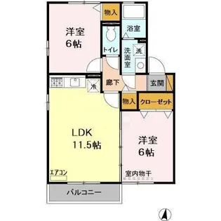 アンオーク B【2階】の間取り