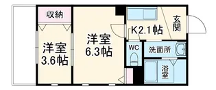 クレア栄町【206号室】の間取り