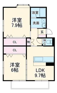 ルベール石ノ戸【202号室】の間取り