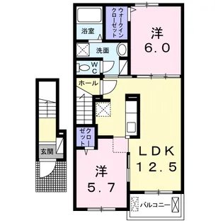 グレイスK 楠 A【2階】の間取り