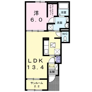 グレイスK 楠 B【1階】の間取り