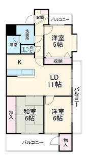 JINハイツ富田浜【1B号室】の間取り