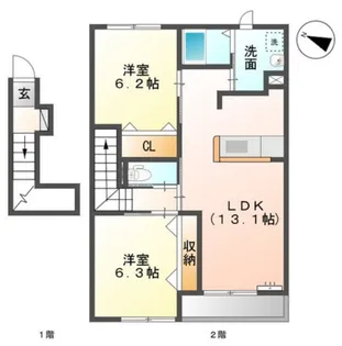 ラフィーネ【203号室】の間取り