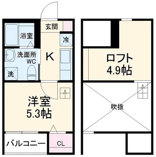 コンフォート上高畑【1階】の間取り