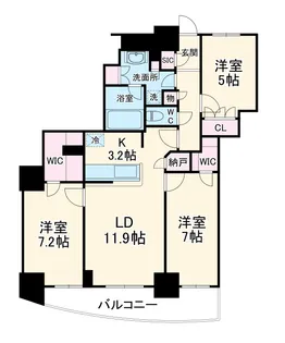 ドリームタワーキュアレジデンス【11階】の間取り