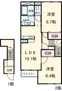 クレストールHAGI・Ⅰ【2階】の間取り